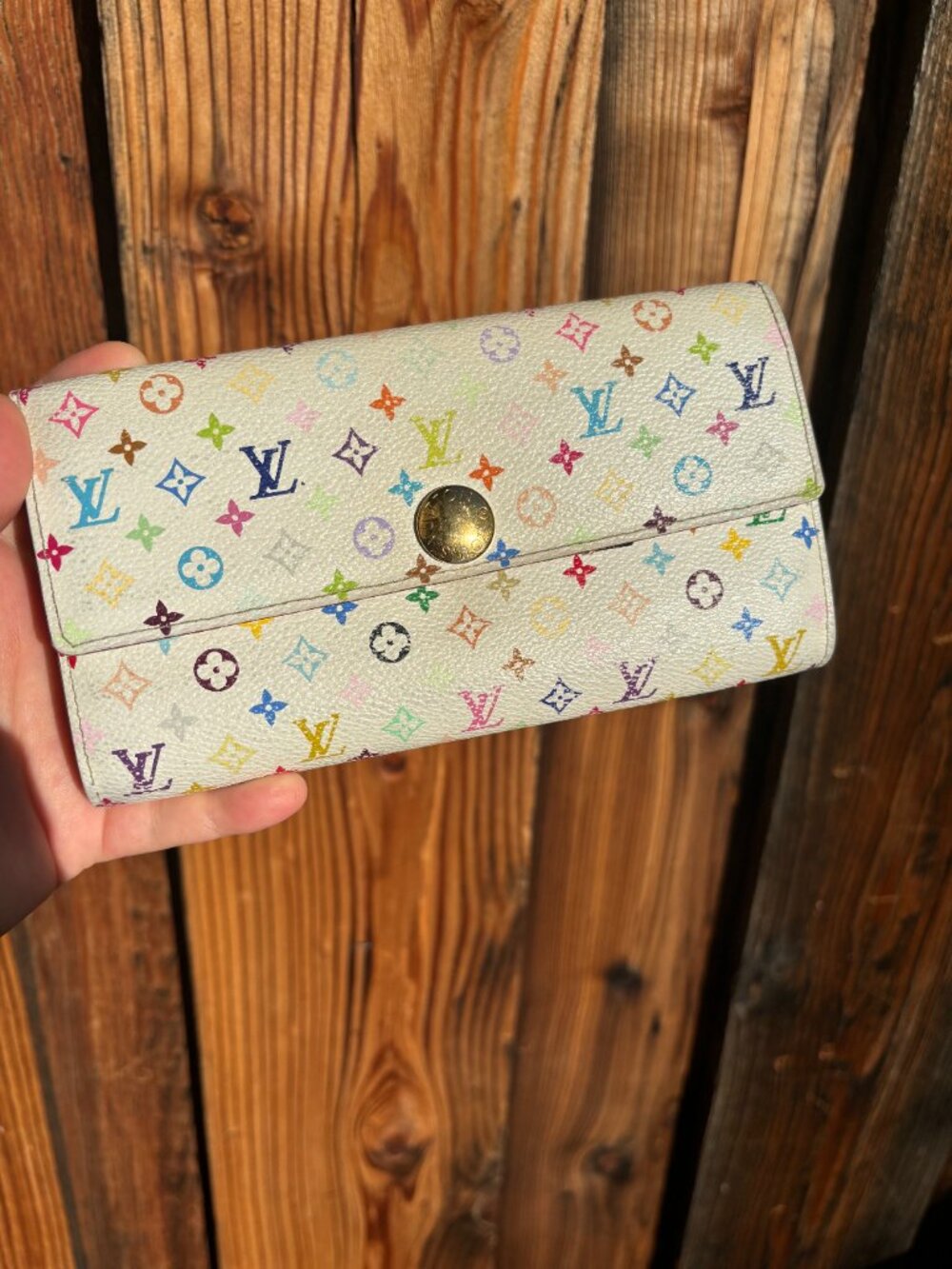 Louis Vuitton White Monogram Multicolor Sarah Wallet